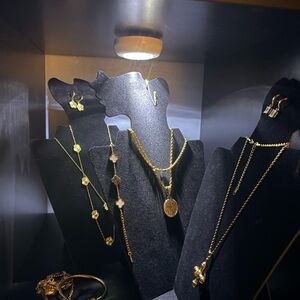 Elegant Gold Necklace and Earring Set